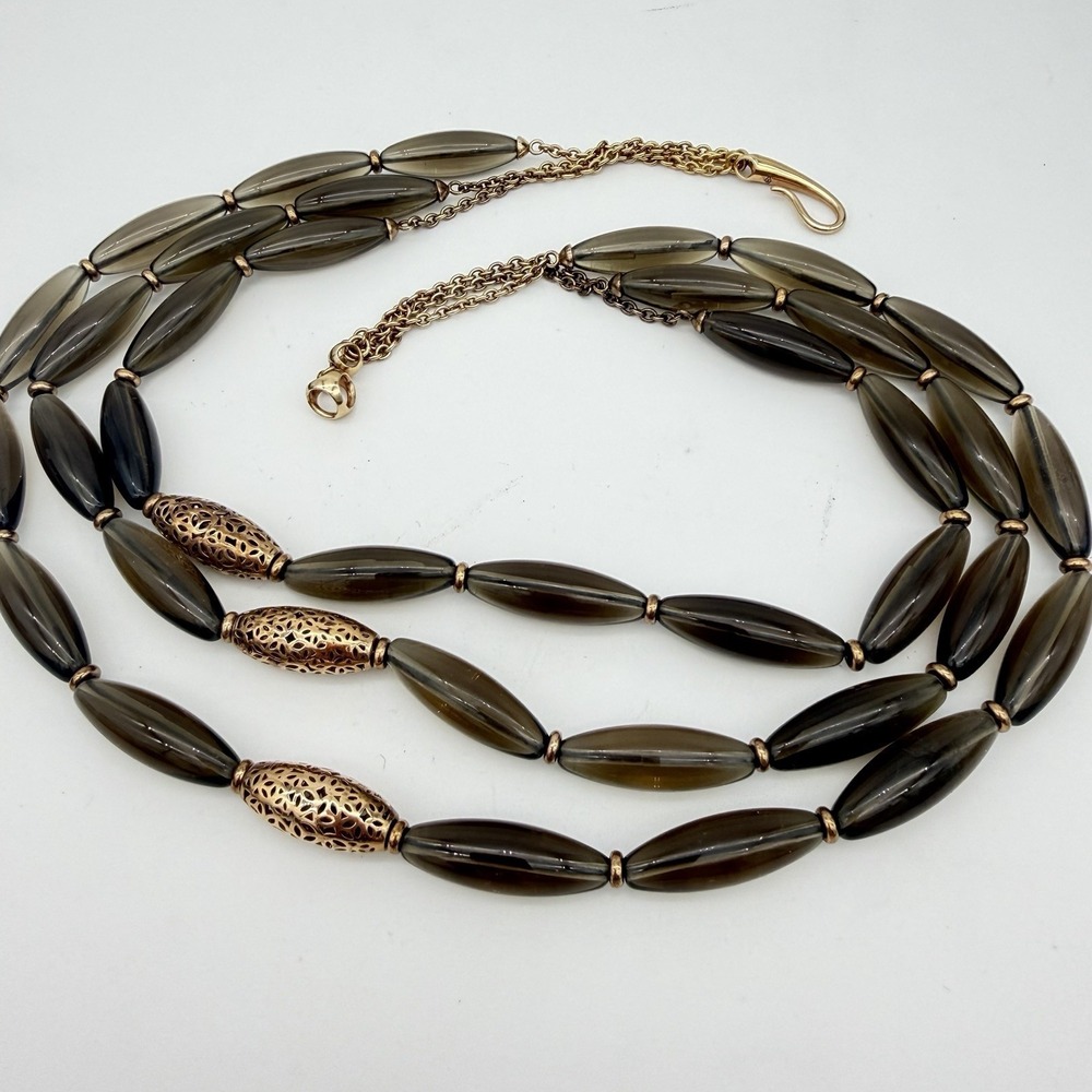 Di modolo Sahara Smoky Quartz Necklace Sterling Silver 18k Rose Gold Plated Read - Picture 3 of 16